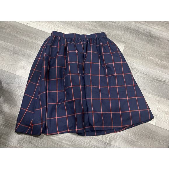 Modcloth Women Blue Plaid Lined Cotton Pocket A-Line Skirt Large - Picture 1 of 5